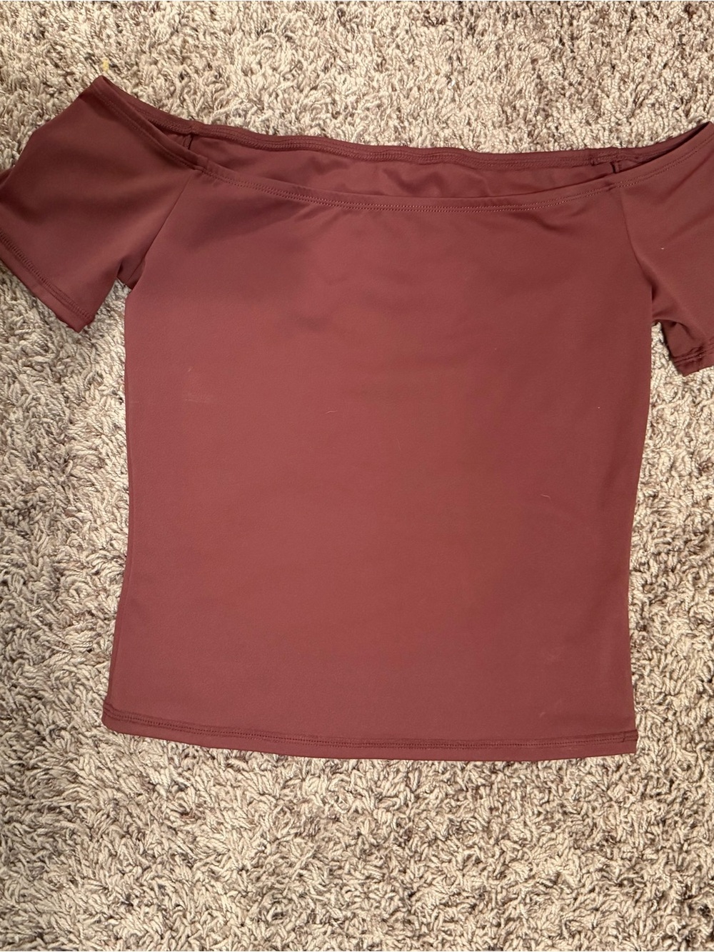 Off-the-Shoulder Short Sleeve Top - Rust